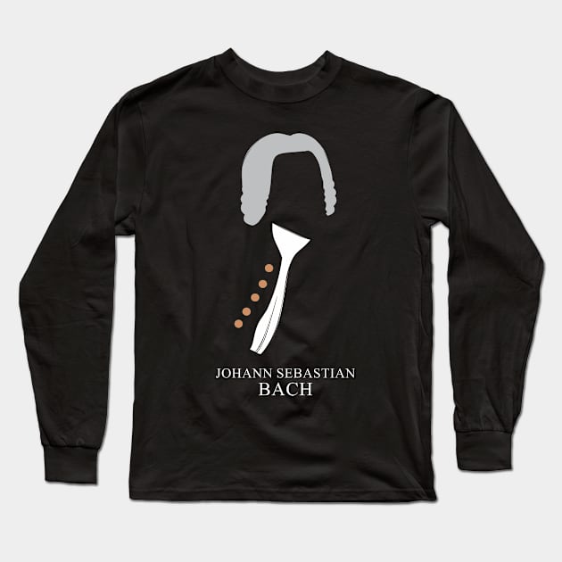 Johann Sebastian Bach - Minimalist Portrait Long Sleeve T-Shirt by Wahyu Aji Sadewa